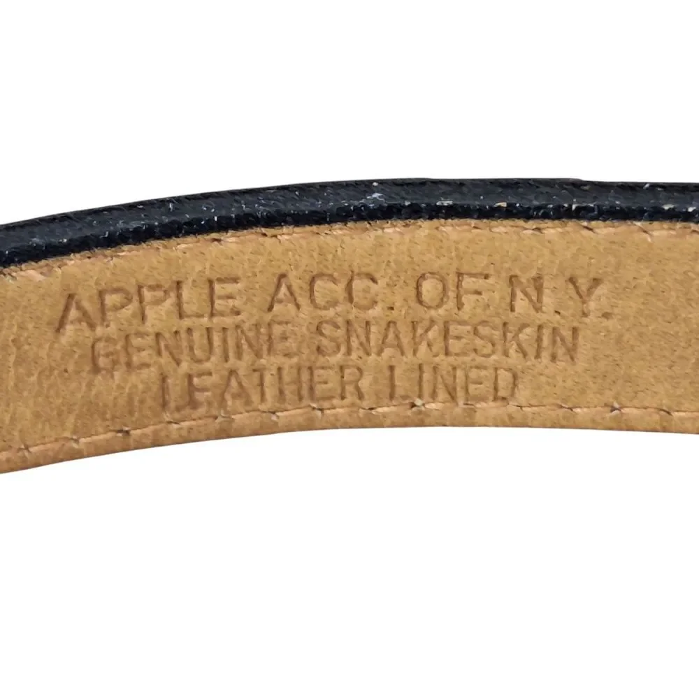 Genuine Snakeskin Belt Chrome Buckle Apple Acc of DE NY Magenta VTG 1970s Sz L
